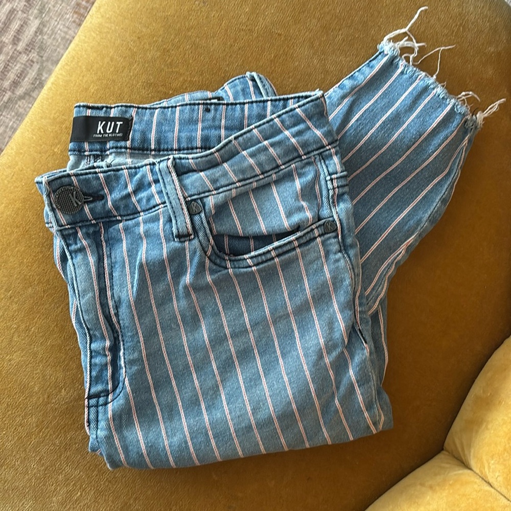 KUT Striped Skinny Jeans